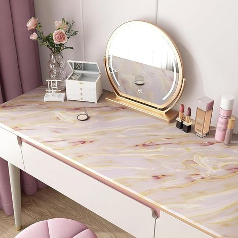 Marble Wallpaper Living Room Rose Gold Adhesive Paper for Worktop Kitchen Coating Adhesive Marble Liquid Wallpapers Pink Wall Adhesive Roll for Kitchen Furniture 30 cm x 5 m (1/2)