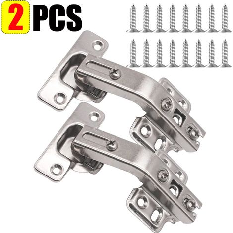(2 pièces) Charnières de porte de placard à fermeture amortie 135° en acier inoxydable, charnières invisibles pour angles, fournitures de remplacement (1/5)