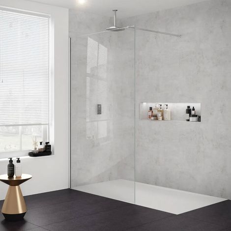 Merlyn 8mm Modular Wet Room Glass Shower Screen 800mm Wide - Chrome (1/5)