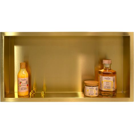 BALNEO - niche murale 60x30x7 cm dorée en acier inoxydable WALL-BOX - étagère de salle de bain (1/5)