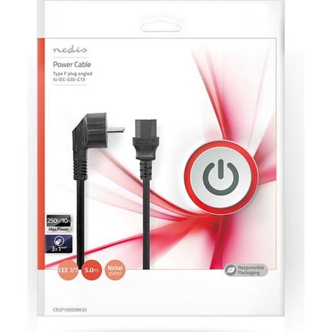NEDIS Power Cable - Schuko Male Angled - IEC-320-C13 - 5.0 m - Noir (1/3)