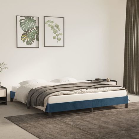 Estructura de cama sin colchón terciopelo azul oscuro 180x200cm vidaXL (1/5)
