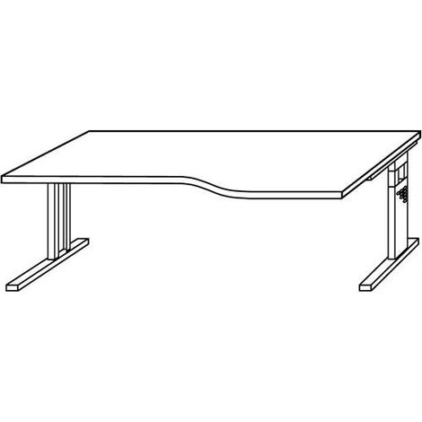 Schreibtisch Bela H650-850xB1800xT1000mm lichtgrau Freiform R/L C-Fuß (1/2)