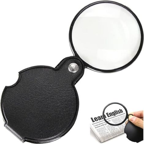 Loupe de Poche,Loupe Pliante,Mini Loupe Pliante,Poche Pliable Loupe,Loupe Grossissante à Main,Loupe de Lecture, avec Étui de Protection Rotatif en Cuir (1/5)