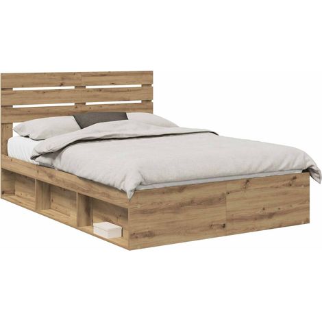 Estructura de cama con cabecera Roble Artesanal 140 x 190 cm vidaXL