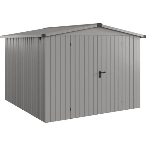 Hörmann Ecostar Metall-Gerätehaus "Euroline Trend" mit Satteldach ESD 10, graualuminium, 262 x 262 cm, 2-flüglige Tür