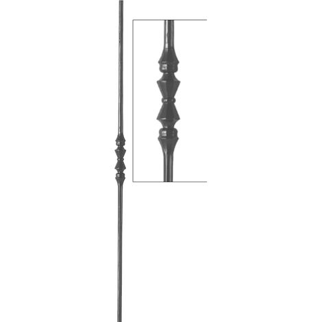 Barreau rond à facette ø14mm et hauteur 1000mm en fer forgé avec un motif - DECO FER FORGE