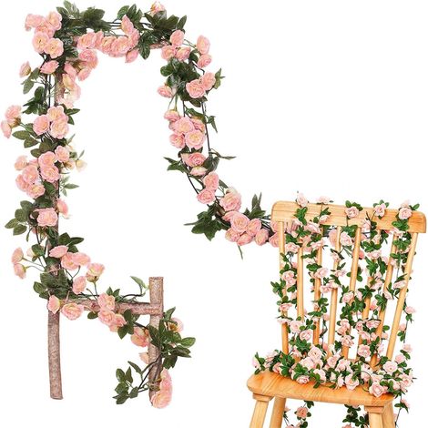 2 Pièce 1,8m Guirlande de Fleurs, Rose Guirlande Mariage 69 Fleurs (1/5)