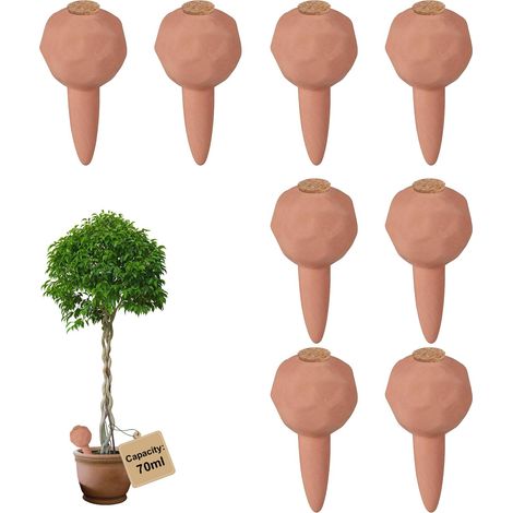 8 × 70ml Oyas Arrosage avec Liège, Arrosoir Terreau Plante Intérieur, Cône Olla pour Arrosage Automatique des Fleurs, Distributeur Eau Plante, pour Jardin, Potager, Pot en Terre Cuite (1/5)