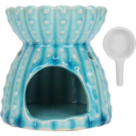 Brûleur d'Huiles Essentielles en Céramique, Support de Bougie Aromathérapie Décor Maison Bleu (1/5)