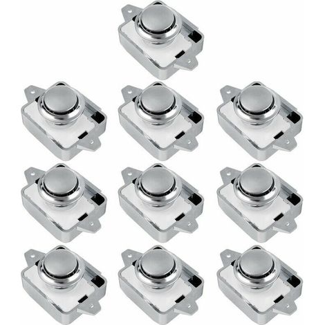 10 Stück Druckknopf-Türknöpfe für Wohnmobile, Schubladen, Schränke und Wohnwagen (silber, 10 Stück)
