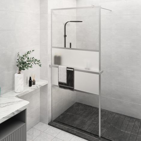 Walk-in Shower Wall with Shelf Chrome 80x195 cm ESG Glass&Aluminium vidaXL