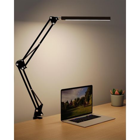 LED   3 modes de couleur, 9 niveaux de luminosité, bras rotatif réglable, protection des yeux, noir, adapté à la maison, au bureau ou à l’étude (1/5)