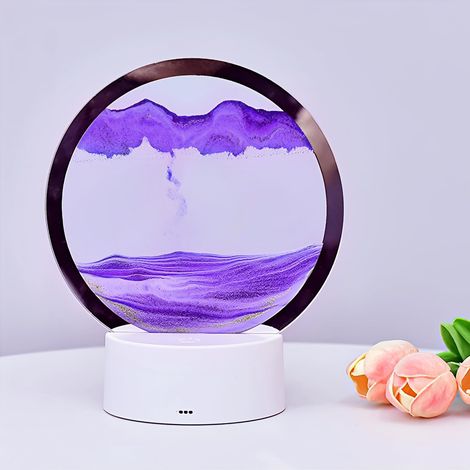 Luce notturna con effetto sabbia mobile per il comodino o la scrivania nella cameretta dei bambini, lampada 3D con sabbia in movimento, vetro colorato (1/5)