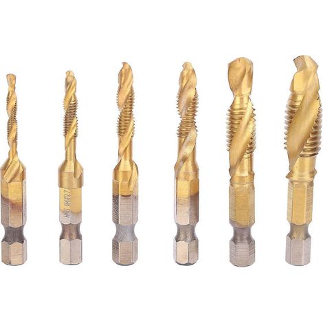 6-teiliges Gewindebohrer-Set 6542 aus HSS M10 M8 M6 M5 M4 M3, kurze Ausführung