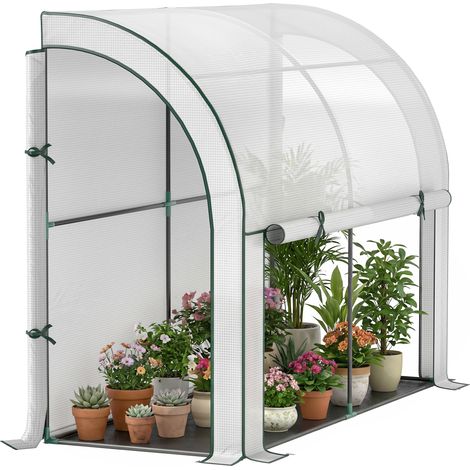 Serre murale, abri pour plantes accessible, bâche en plastique, 300 x 80 x 157 cm, blanche (1/5)