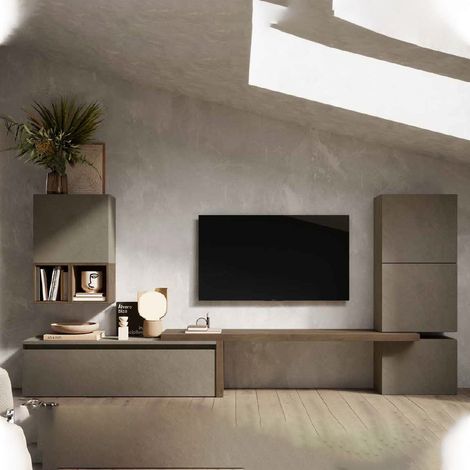 Parete attrezzata soggiorno comp  18 - Infinity  ARGILLA / MERCURE