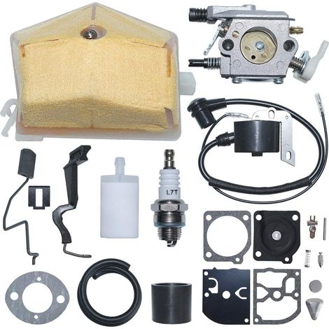 Kit carburateur bobine d'allumage filtre à air et carburant ligne d'accélérateur tirage de starter pour tronçonneuse Husqvarna 55 51 503281504, 503901401, 503898101 (1/5)