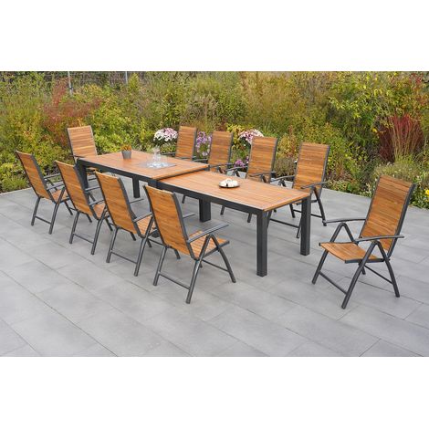 Santorin Set 11tlg 10 Sessel Flex Tisch 180(300)x100cm