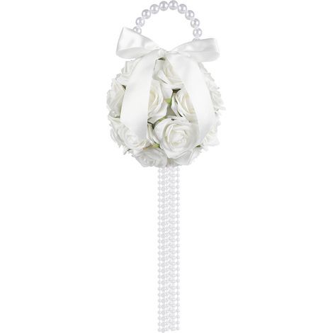 Bouquet de mariée élégant en perles roses avec fleurs simulées