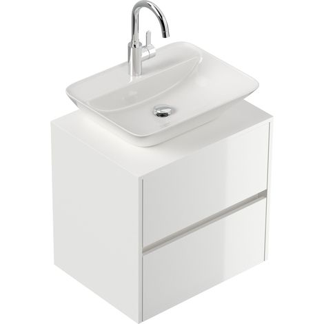 Badmöbel Taifun 60cm mit modernem Aufsatzwaschbecken weiß Hgl