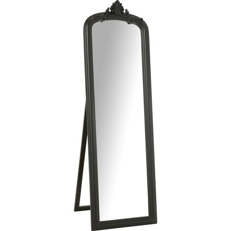 Miroir sur pied bois noir élégant pour chambre ou entrée - Noir bois élégant (1/5)