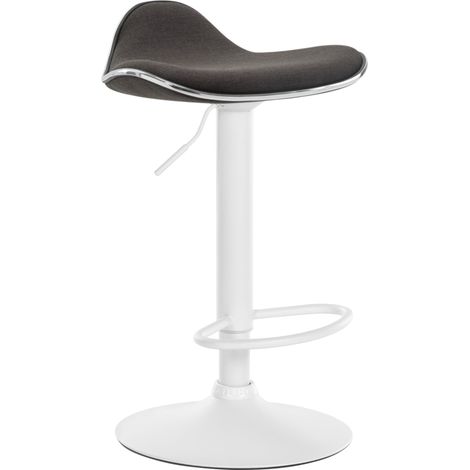 Sgabello da bar x1 seduta ergonomica in tessuto grigio scuro piede a tromba in metallo bianco 100005396