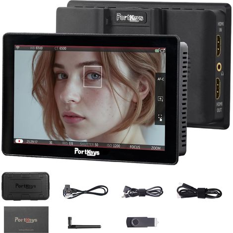 Portkeys LH5P II Moniteur Caméra 2000nit Écran 5,5" Tactile Contrôle Caméra Cadre en métal Bluetooth Compatible avec FX3, A7S III, ZV-E10, R5, R6, C70, BGH1, GH6, BMPCC 4K/6K, Z CAM E2 (1/5)