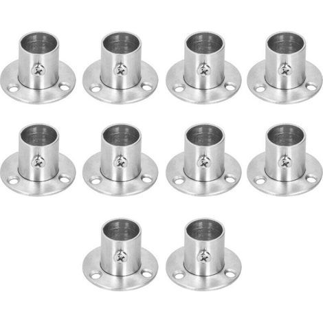 Lot de 10 supports de bride en acier inoxydable pour penderie, support de tringle à vêtements, support de tube rond (1/4)