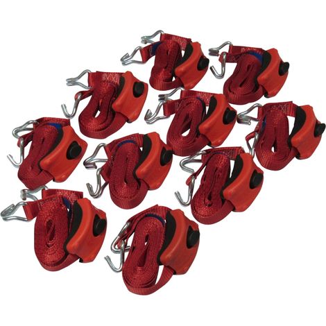 Tie Down Cambuckle Straps 25MM 3M - Claw Hook Pack of 10 (Enclosed Pre-Threaded Webbing)