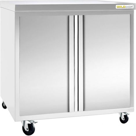 Meuble bas inox 800x600 mm sur roulettes PREMIUM - GOLDINOX (1/2)