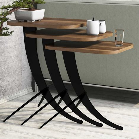 Table gigogne 3 pièces Zachem Bois Ebène de Macassar (1/4)