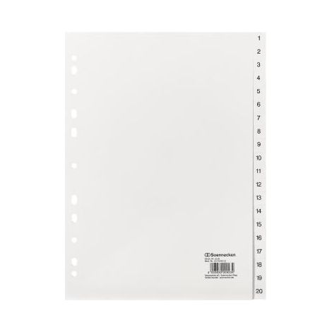 Zahlenregister DIN A4 1-20 Polypropylen weiß DIN A4 1-20 Polypropylen weiß (1/4)