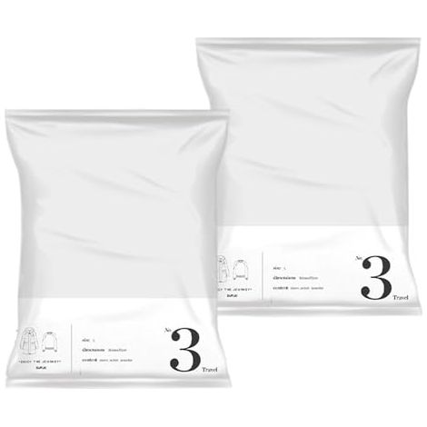 4 Pack - Sacs à vide laminés à la main - Pas d'air requis - Rangement des valises de voyage - Grande taille 5070cm - Blanc/Gray (1/5)