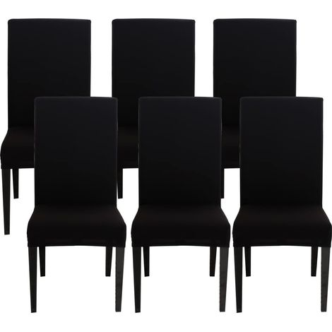 Housse de chaise noire en velours – Lot de 6 – Protection contre déchirures et taches – Ajustement pour chaises 58-75cm – Fuienko