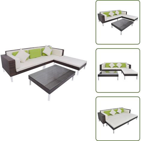 Cojines para sofás - vidaXL Set muebles de jardín 4 piezas y cojines ratán sintético marrón - Muebles al aire libre
