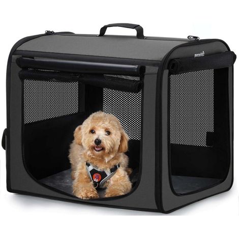Transportable pliable pour chien et chat, respirante, 61x52x45 cm, gris foncé (1/5)