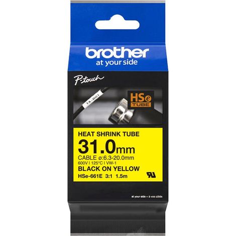 Brother HSe-661E cinta termorretráctil amarilla 31 mm (1/2)