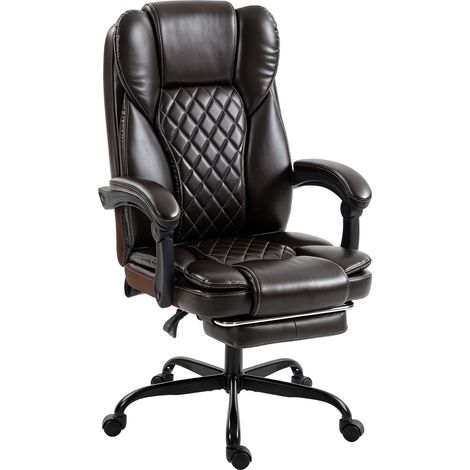 HOMCOM Home Office Chair Reclining Function High Back, Brown