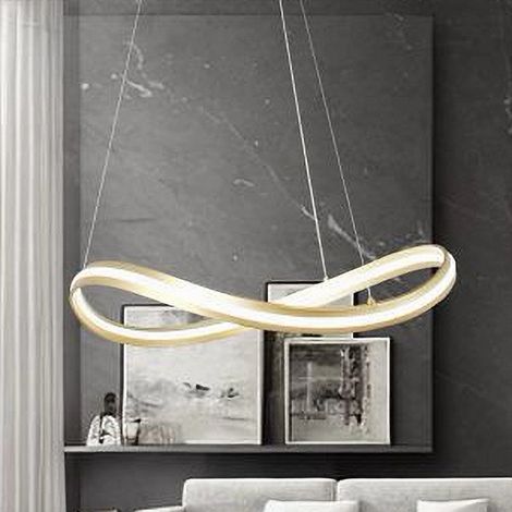 TRADE SHOP - Lampadario Led Moderno A Fiocco 100w Lampada A Sospensione Luce 6500k 70cm Oro 33405 -