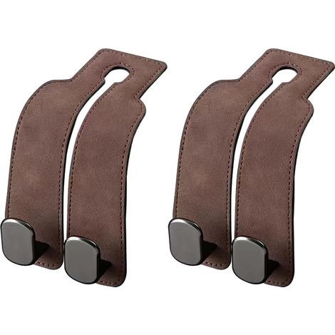 CCYKXA (2pcs, Brown) Invisible Car Seat Hooks - Scratch Resistant Metal Hooks with Suede Cover - Universal Car Organizer (1/5)