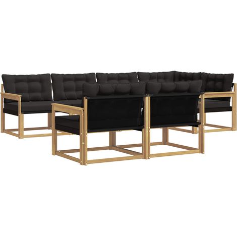 Set di divani da esterno 7 pz Bianco e Nero vidaXL (1/5)