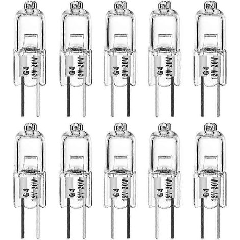 10 ampoules halogènes G4 T3 20 watts G4 à 2 broches 12 volts blanc chaud dimmable 20 W 12 V 2700 K [classe énergétique C] (1/5)