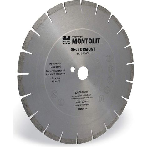 DIAMOND DISC 400 MM FOR REFRACTORY ABRASIVE MATERIALS GRANITE PORPHYRY MONTOLIT SECTORMONT SR40028