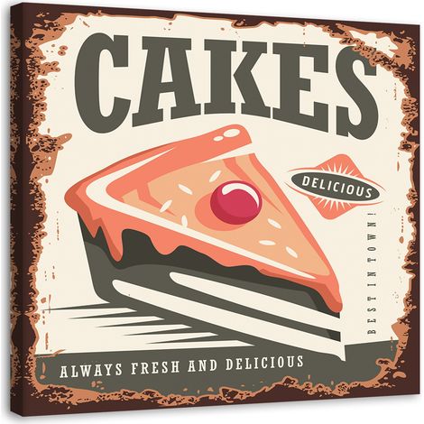 Tableau sur toile Panneau Vintage Cakes 40x40 (1/5)