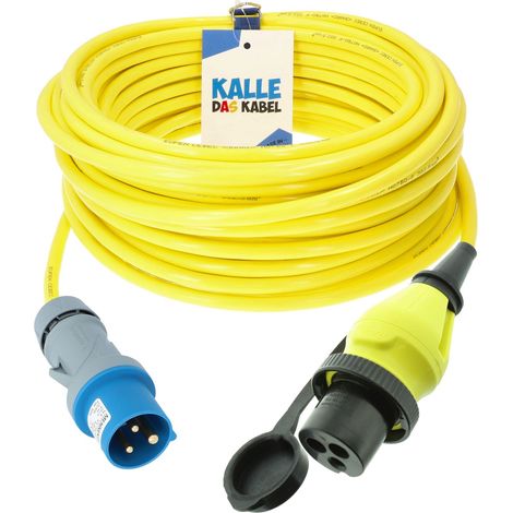 Kalle Landanschlusskabel CEE 230V 16A 2,5mm² Philippi Kupplung 32A Extreme Signal Gelb IP44 5 Meter