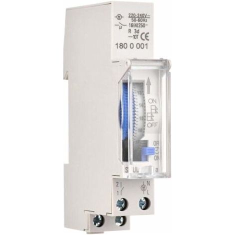 24 heures minuterie mécanique 15 minutes minuterie minimale montage sur rail batterie intégrée, sul180a ac220 - 240V gris - sul180a ac220 - 240V gris (1/3)