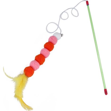 Jouet Interactif Pour Chat - Baguette Avec Plume Souple Et Clochette - Pour Jeu D'Interaction Avec Le Propriétaire - 1 Pièce
