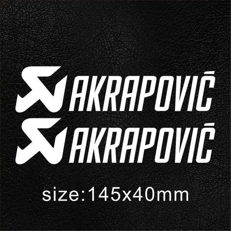 1 paire d'autocollants Akrapovic en vinyle pour pot d'échappement, silencieux, embout, réservoir, casque, logo. Couleur : Blanc-A (1/4)
