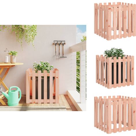 Jardinière avec design de clôture 60x60x60 cm Douglas massif - Jardinier - Pots De Fleurs - Bac À Plantation - Décoration Extérieure - Bois De Douglas (1/5)